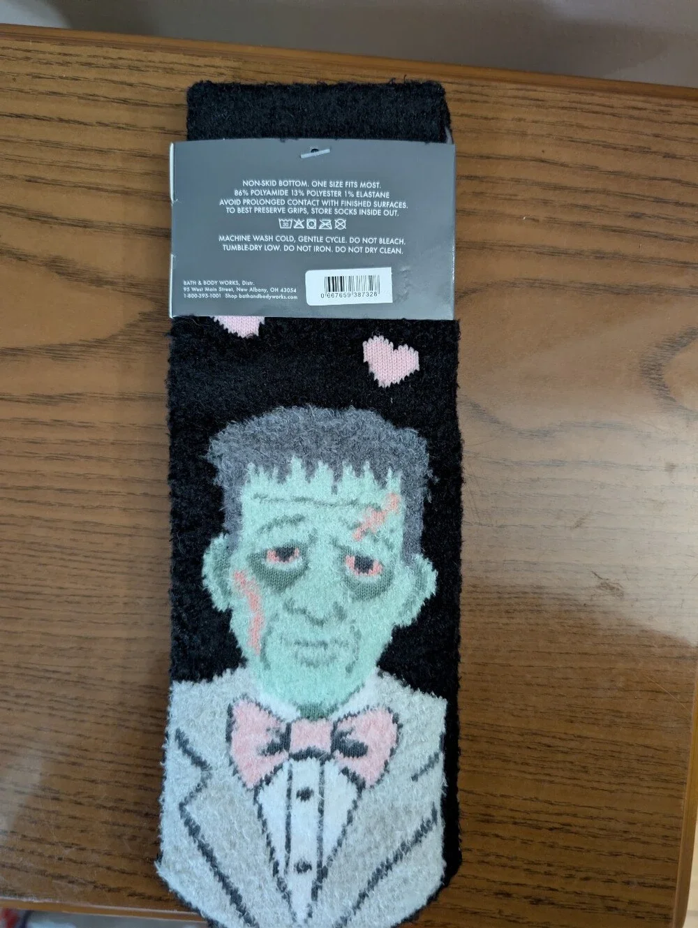 Black and Gray Frankenstein Shea Infused Lounge Socks